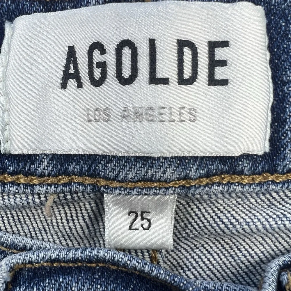 AGOLDE Riley Jeans Womens Size 26x26 High Rise Slim Straight Crop Blue Frequency